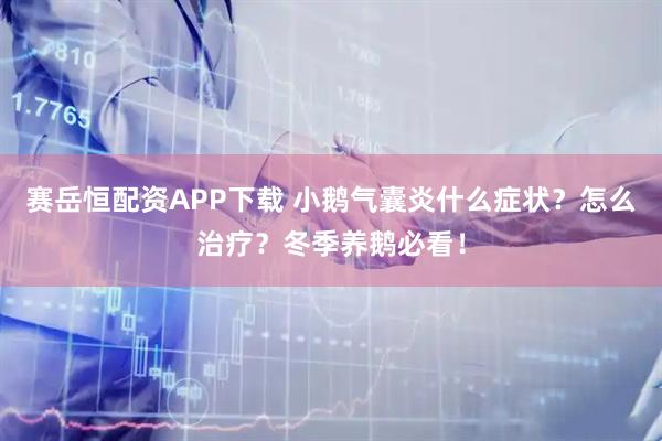 赛岳恒配资APP下载 小鹅气囊炎什么症状？怎么治疗？冬季养鹅必看！